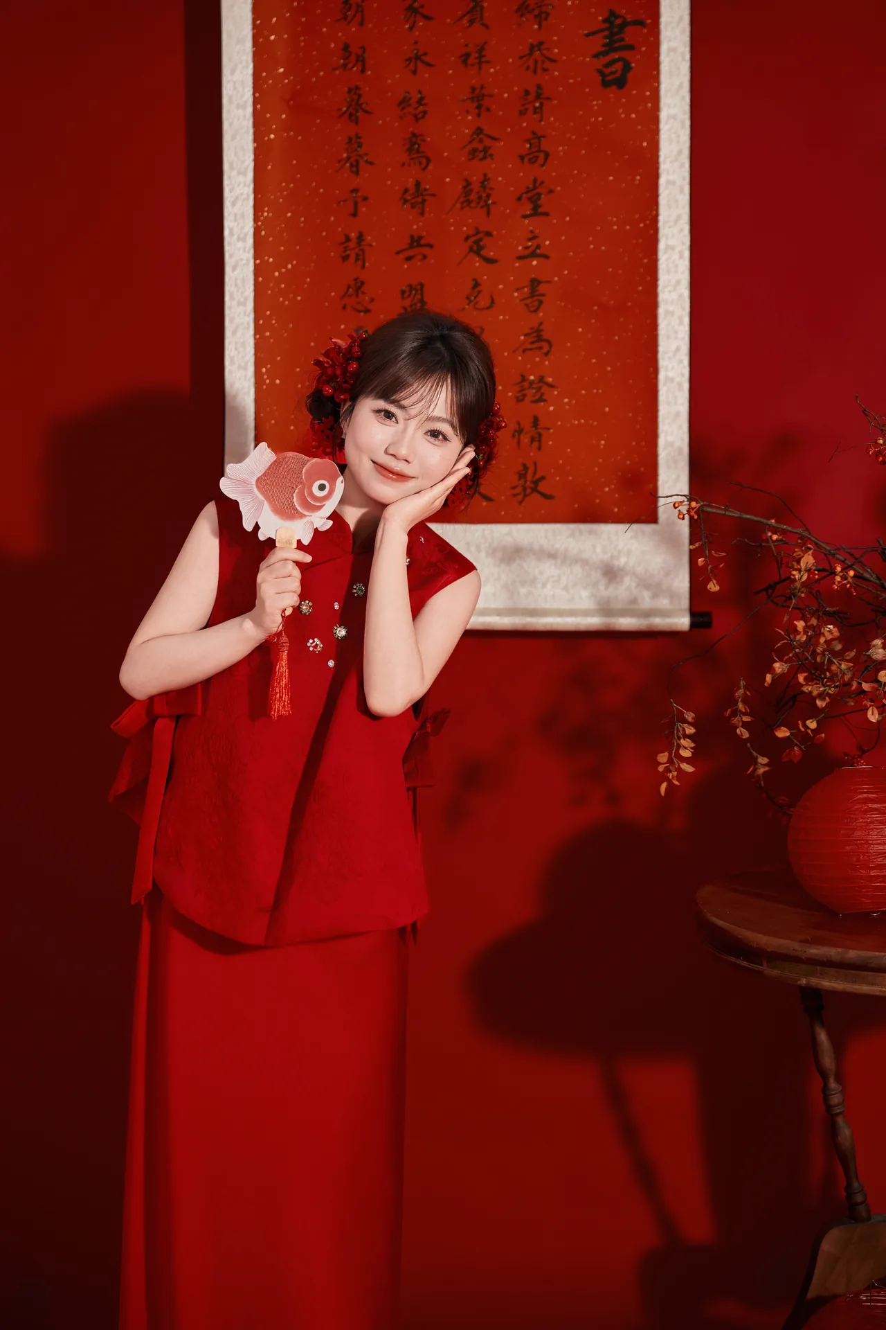 Traditional wedding detail in heritage red