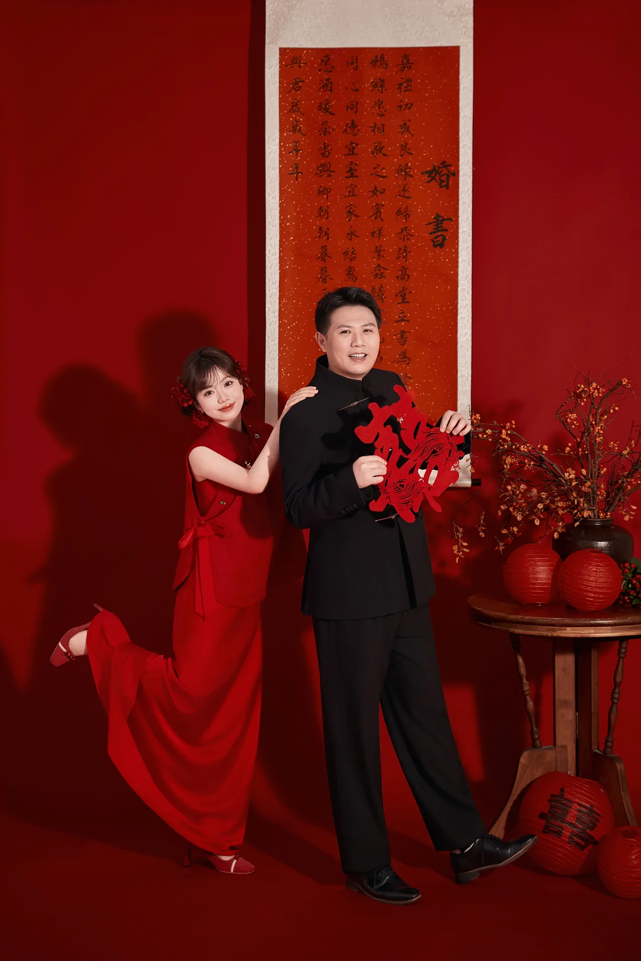 传统红色婚礼肖像